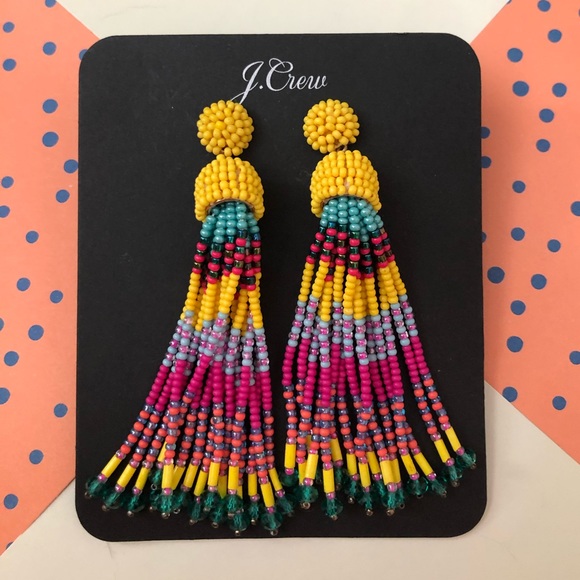 J. Crew Jewelry - Beaded tassel statement earrings